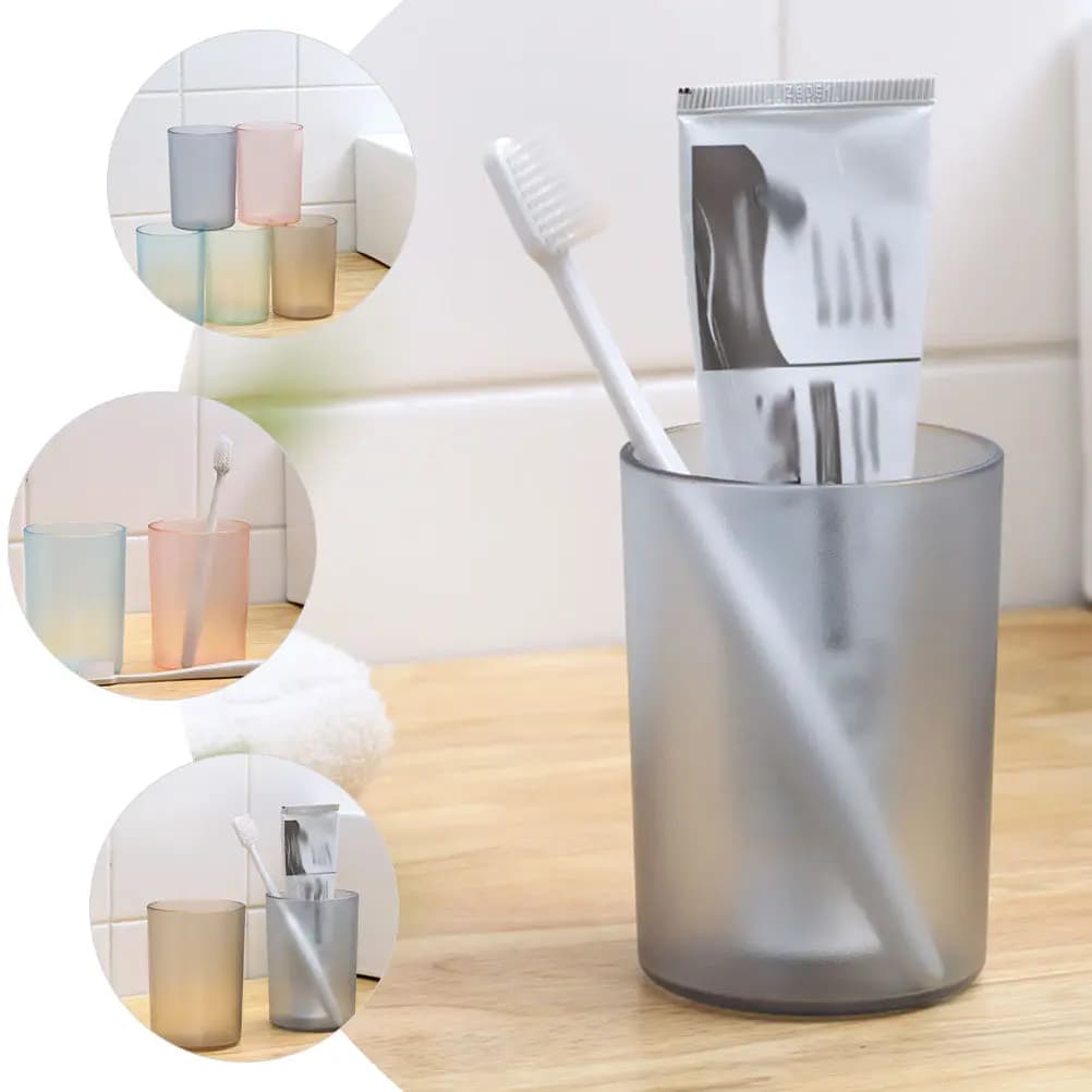 Set di 5 Tazze Multiuso in Plastica Resistente per Spazzolini, Bicchieri da Viaggio e Contenitori per Collutorio, Ideali per Casa e Campeggio