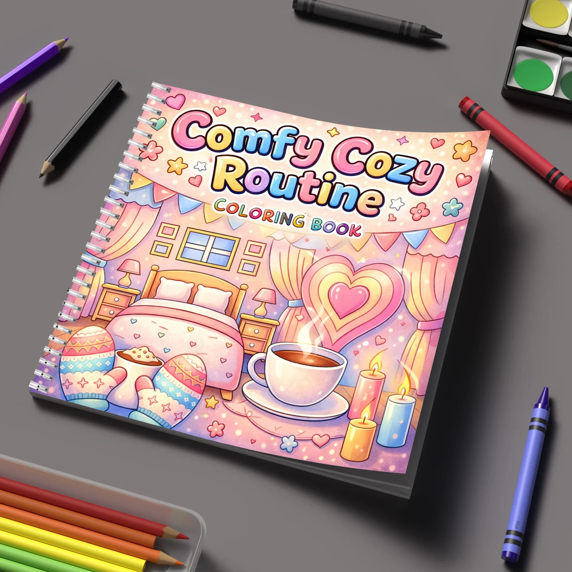 Coloring Book Cozy Routine for Adult Colouring Book, Birthday Day Gift, Back to School Supplies, Adults Cute Drawing Book
