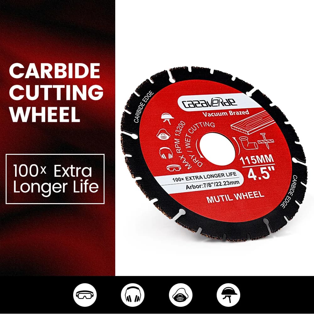 Circular cutting disc in 4,5" 115" vacuum braised carbide for wooden boards, chalk boards, fiberglass panels, plastic, etc.