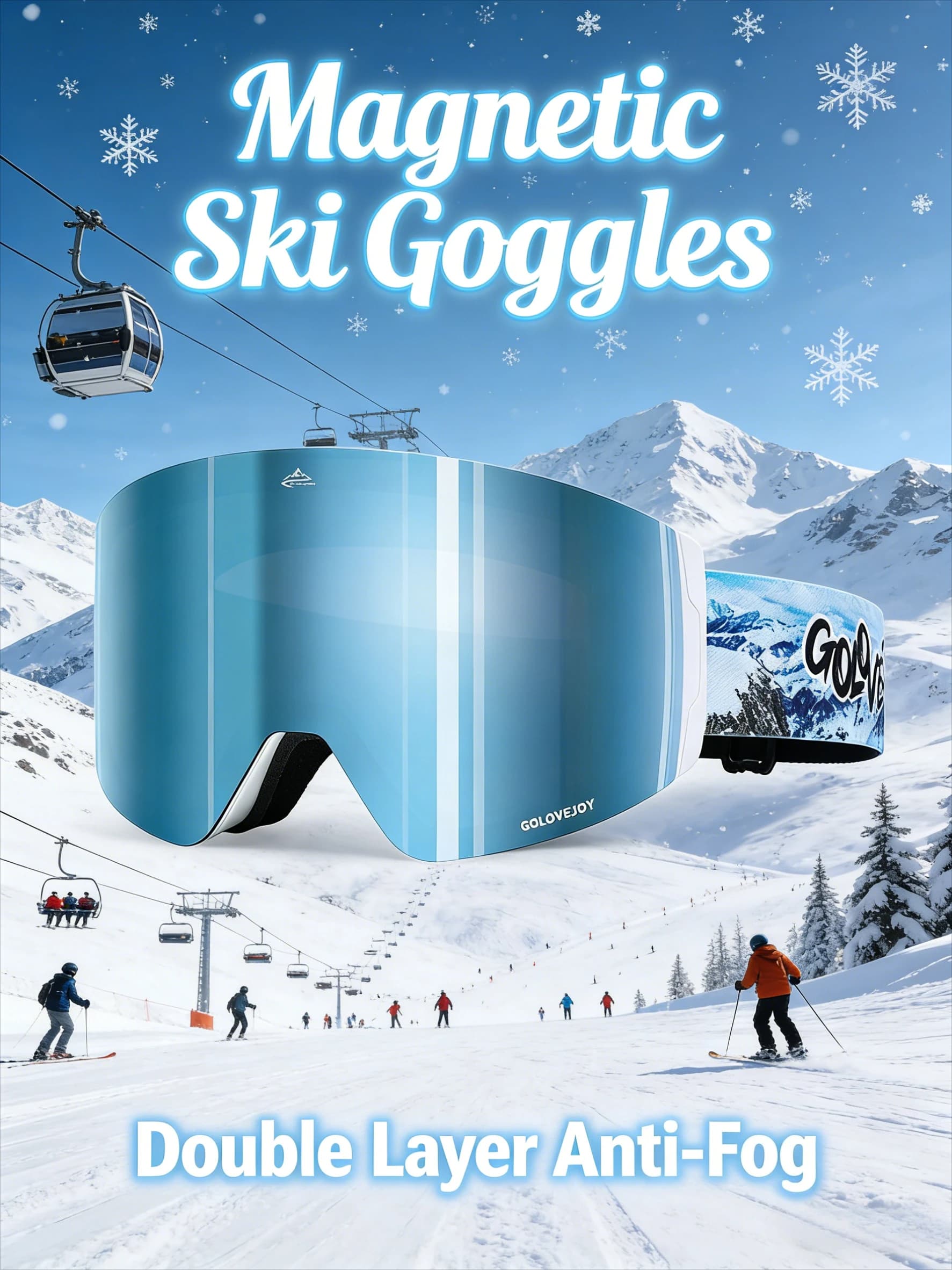 Occhiali da Sci Unisex Magnetici - Doppio Strato Anti-Appannamento con Lente REVO a Cambio Rapido UV400 per Sport Invernali all'Aperto