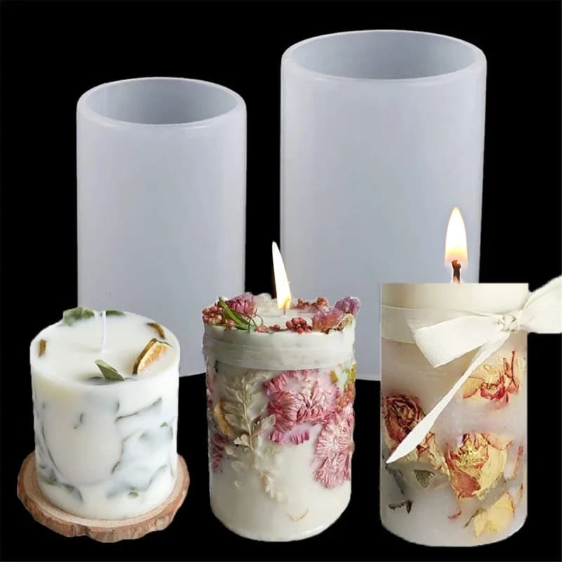 Cylindrical Silicone Mold DIY Epoxy Resin Candle Mold Aromatherapy Candle Clay Gypsum Process Casting Mold Christmas Decoration