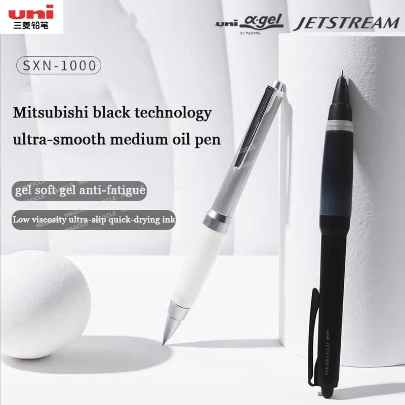 Mitsubishi SXN-1000 Penna gel metallica, penna a sfera originale uni JETSTREAM con inchiostro a bassissima attrito 0,7 mm A-Gel manico in gomma morbida