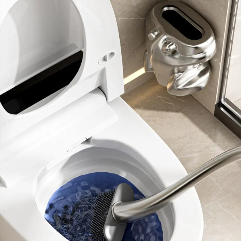 Spazzola per WC con Manico Lungo a Forma di Cigno, Pulitore per WC in Materiale Igienico, Dimensioni Compatte, Spazzola per Pulizia del Bagno