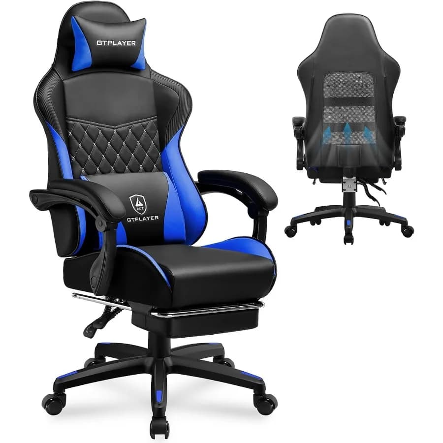 Sedia da gioco Sedia da gioco per computer in pelle con schienale alto con poggiapiedi Sedia da ufficio ergonomica regolabile in altezza con copertura rimovibile