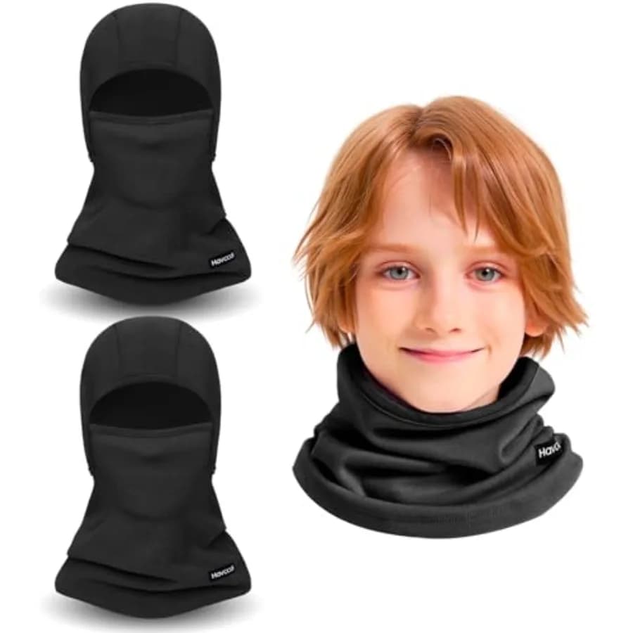 Ski Mask Balaclava, Winter Fleece Full Face Mask Neck Warmer for Boys Girls in Cold Weather Skiing Cycling