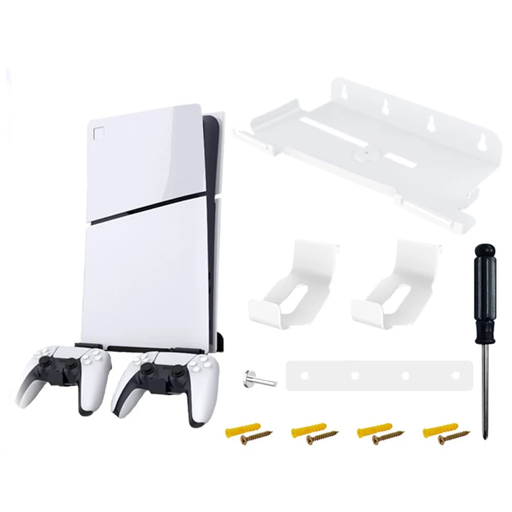 REMANK P5 Slim Wall-Mounted Dual Controller Holder for Video Game Consoles Digital And Disc Edition Base Stand Accessory