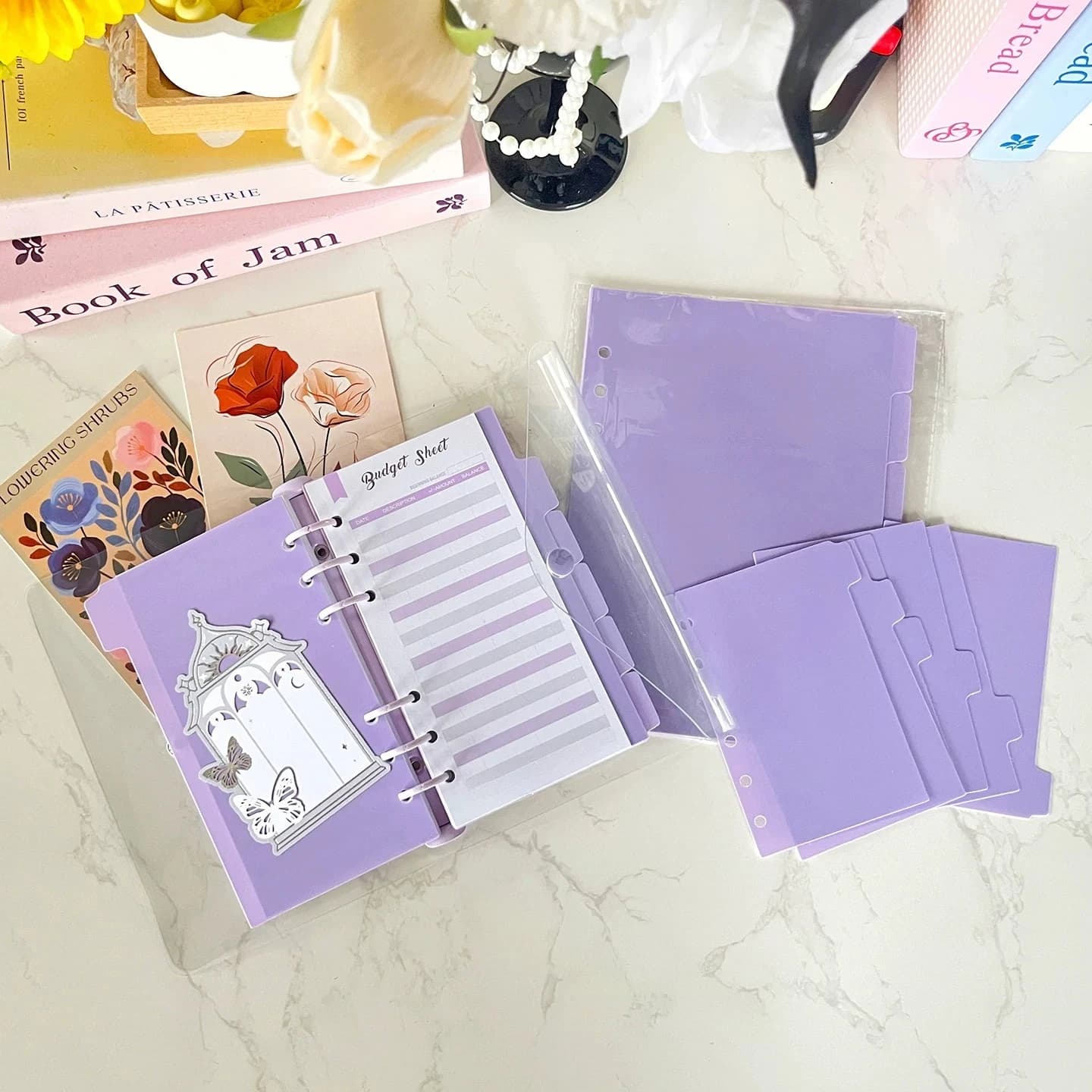 A4 A5 A6 A7 Divisore di indice di carta viola per raccoglitore Planner Notebook Cancelleria Notebook Divisore di carta Accessori