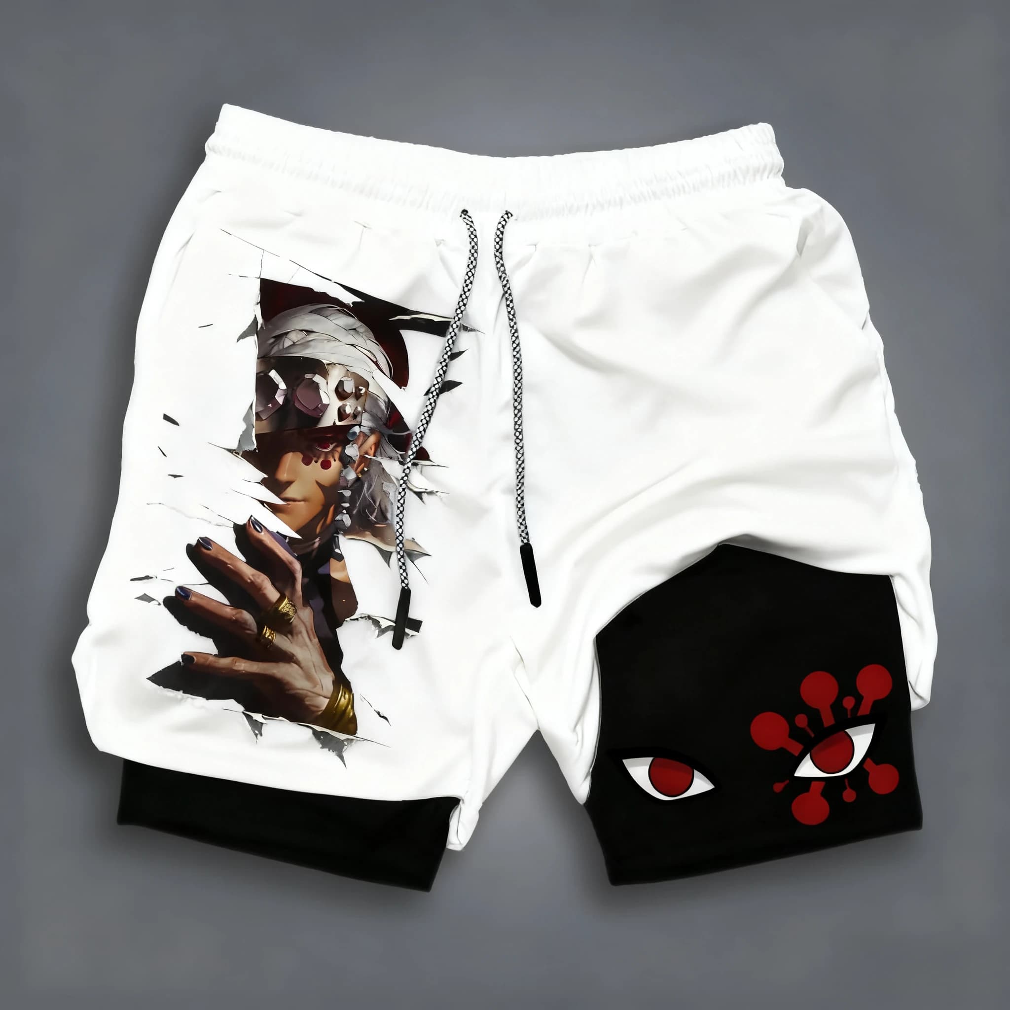 Bandai Demon Slayer Anime Double Layer Men's Shorts 2026 American sports summer shorts wide, breathable and fashionable cycling