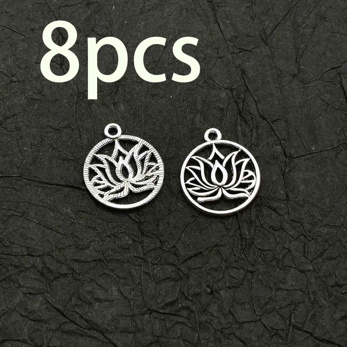 8 Pieces of Chinese-Style Zen-Inspired Handmade Accessories, Hollow Lotus Round Frame Lotus Handmade Components, Suitable for DIY Bracelets, Necklaces, and Earrings, New Chinese-Style Jewelry DIY Basic Handmade Materials