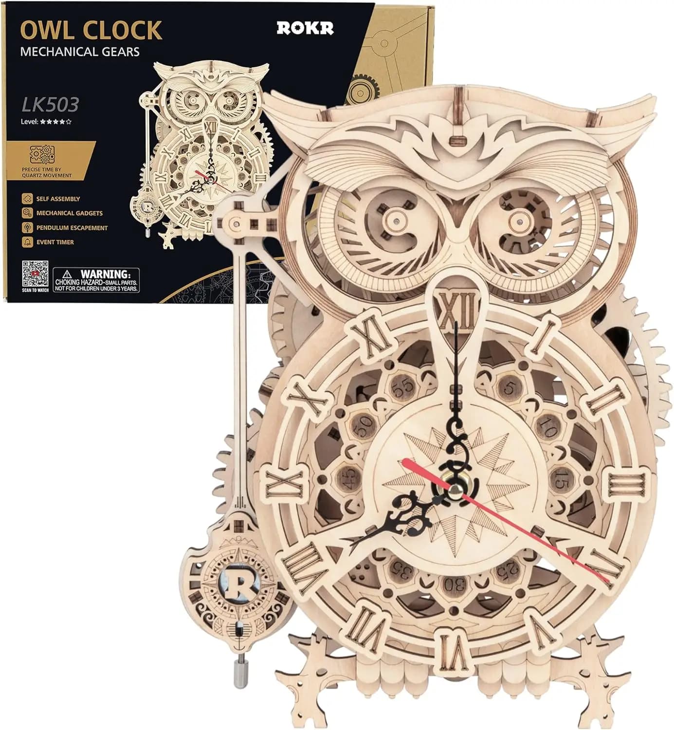Kit Puzzle 3D in Legno a Forma di Gufo per Adulti, Regalo Unico per Decorazione Casa, Compleanni e Natale