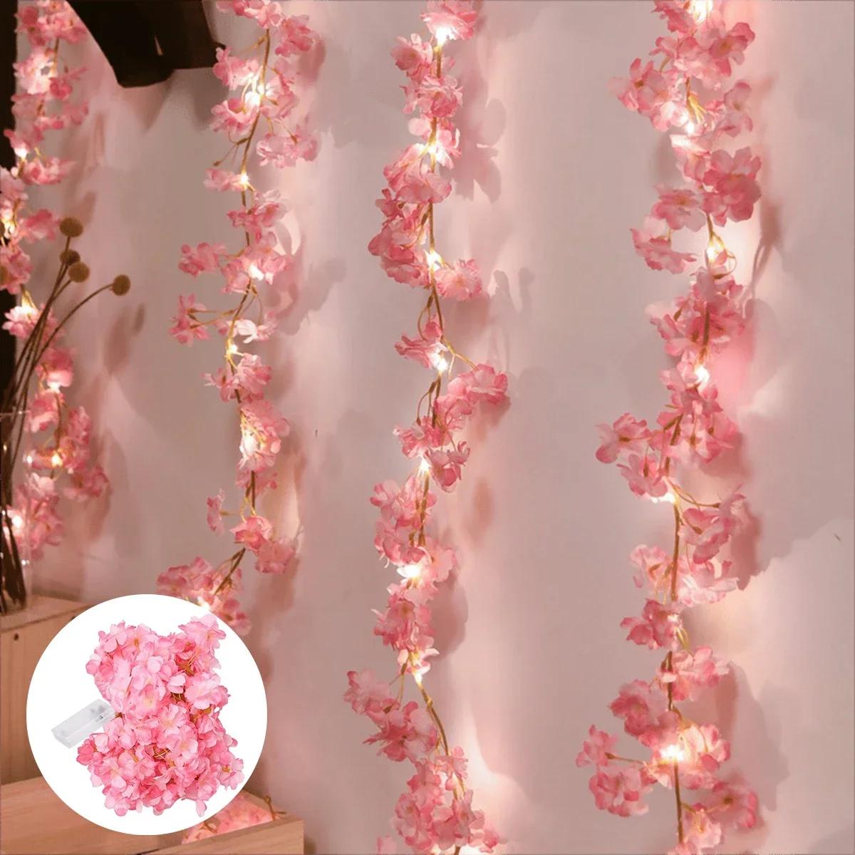 Luminous Cherry Flower Shape Garland, 2M 20 LEDs, Artificial Fatate Lights for Bedroom Decorations, Weddings, Celebrations and Holidays