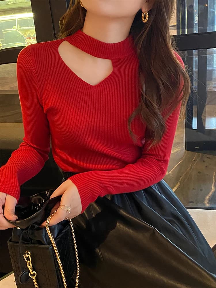 Maglioni da donna basic scavati autunno inverno top maglione sottile morbido caldo pullover da donna maglione lavorato a maglia 2026
