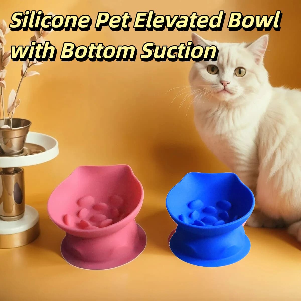 Ciotola per mangime lento per animali domestici in silicone morbido Piatto per cibo per gatti elevato Ciotola per piedi alti per cani Protezione per il collo del gattino Ciotole per alimentazione antisoffocamento