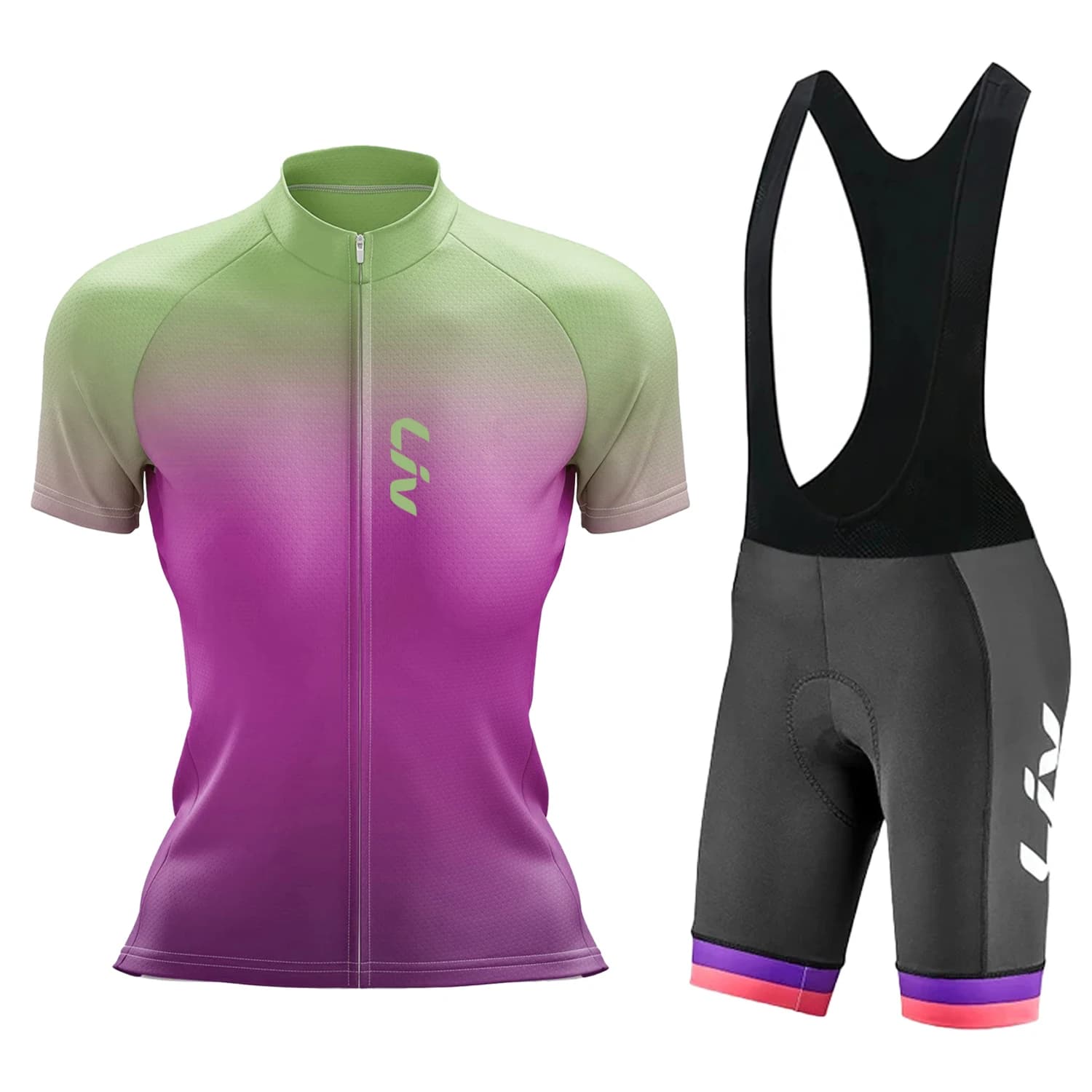 Women's LIV cycling set, knitted summer cycling mesh, fast drying, UV-resistant, outdoor cycling, new racing suit