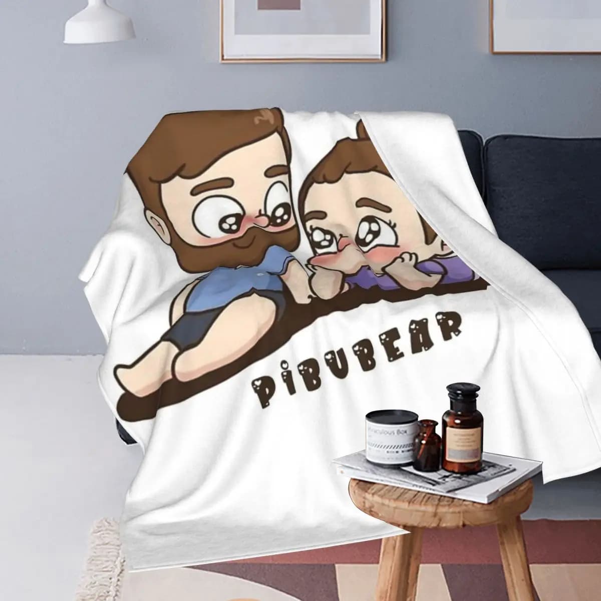 Pibubear Throw Pillow coperta Soft Warm flanella Throw coperta biancheria da letto per letto soggiorno Picnic Travel Home Sofa