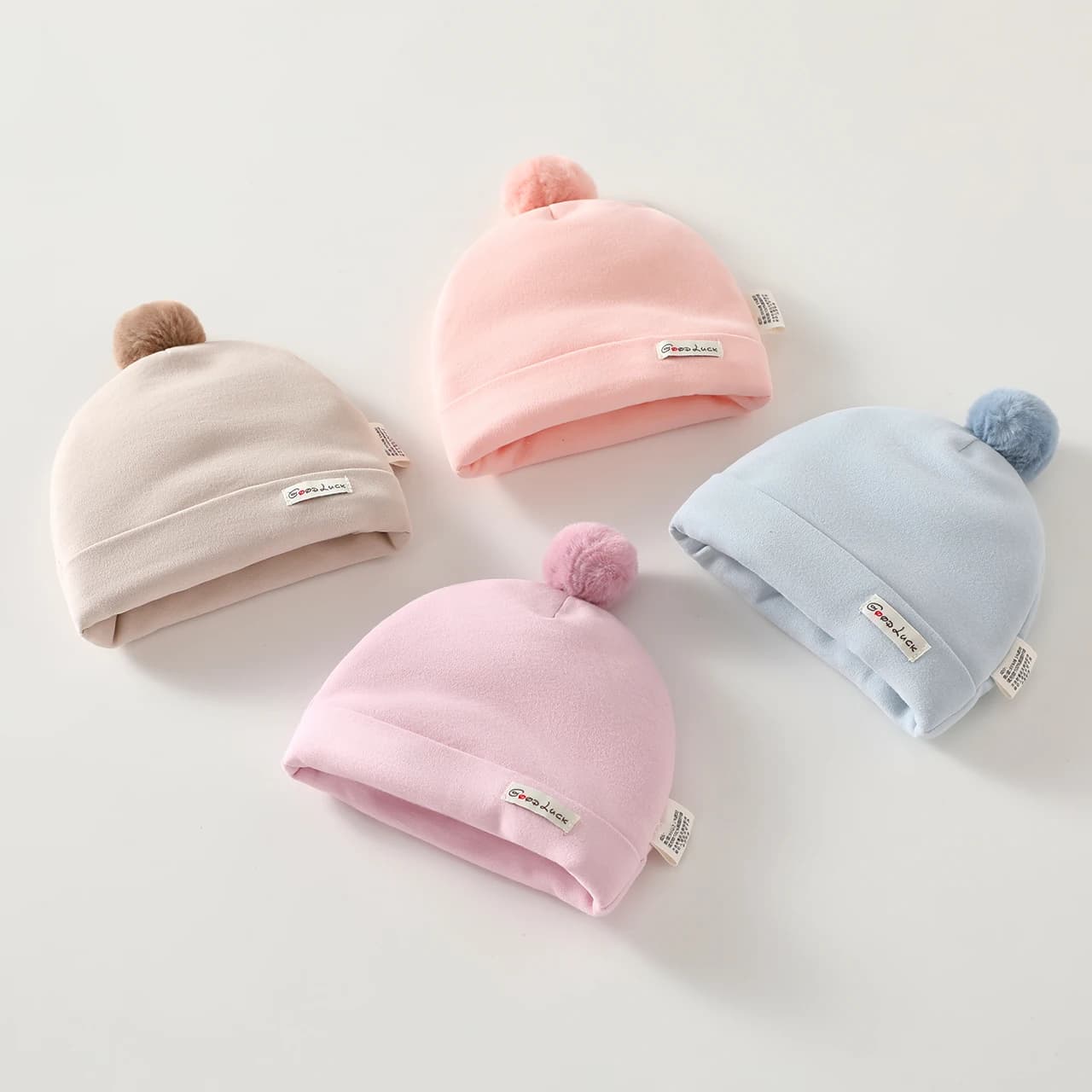 Cappellino Neonato 0-3 Mesi con Pompon, Berretto Autunno Inverno in Puro Cotone, Cappello Lavorato a Maglia per Bambini e Bambine, Caldo Copricapo