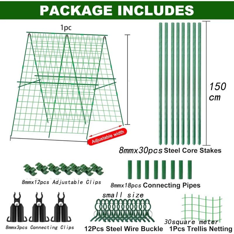 8x1500mm Potted Plants Plant Stakes Plant Trellis Supporting Frame for Grapes Home Garden Outdoor Use H0983