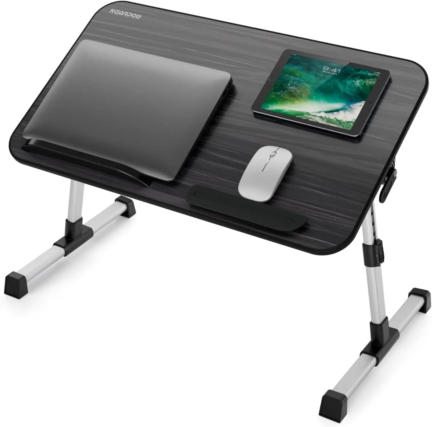Vassoio letto regolabile per laptop con gambe pieghevoli, tavolo da terra portatile per divano da pavimento - Dimensioni medie