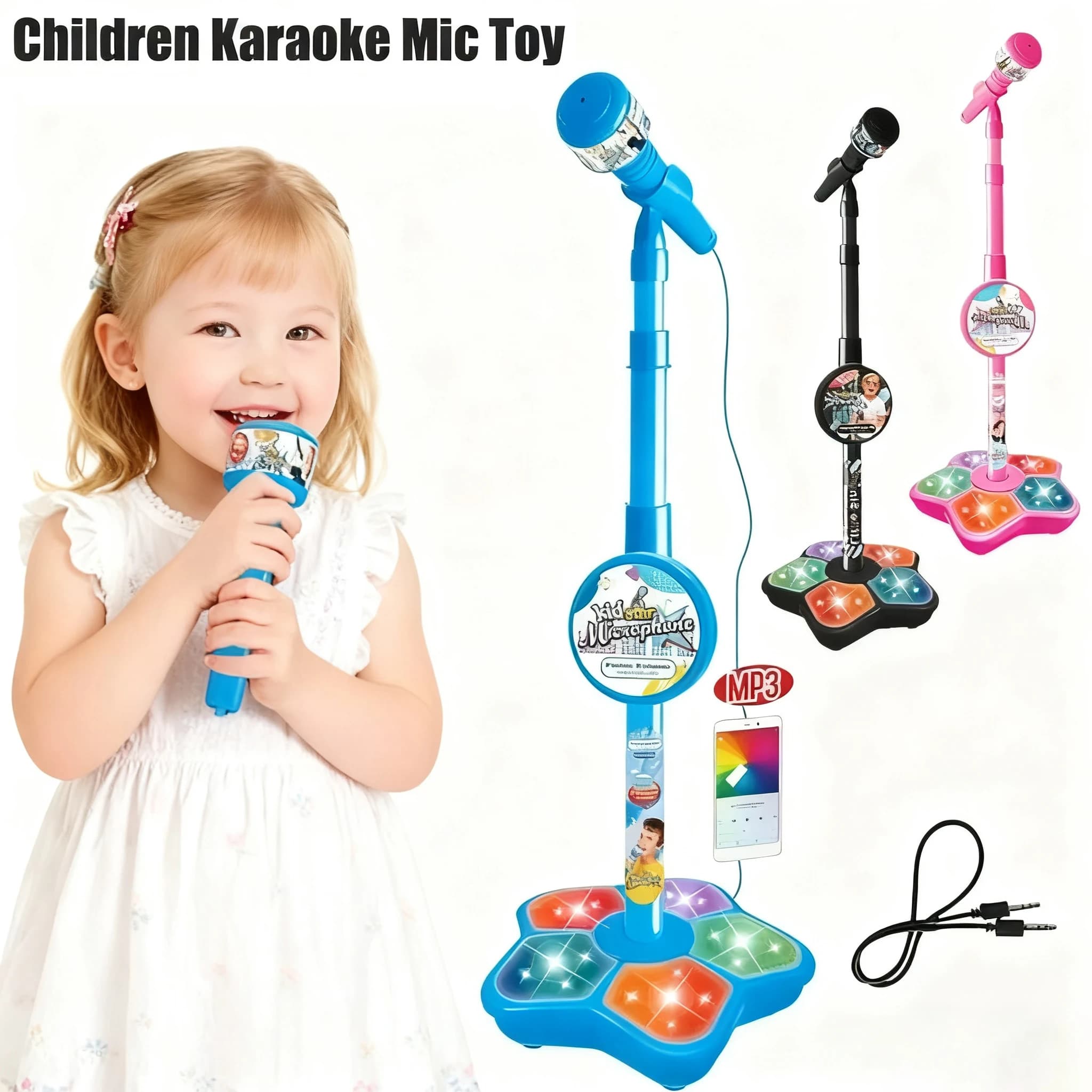 Supporto per microfono per bambini Giocattolo Macchina per karaoke elettronica portatile per bambini Festa Supporto per microfono per karaoke Bambini Natale Capodanno Gfit
