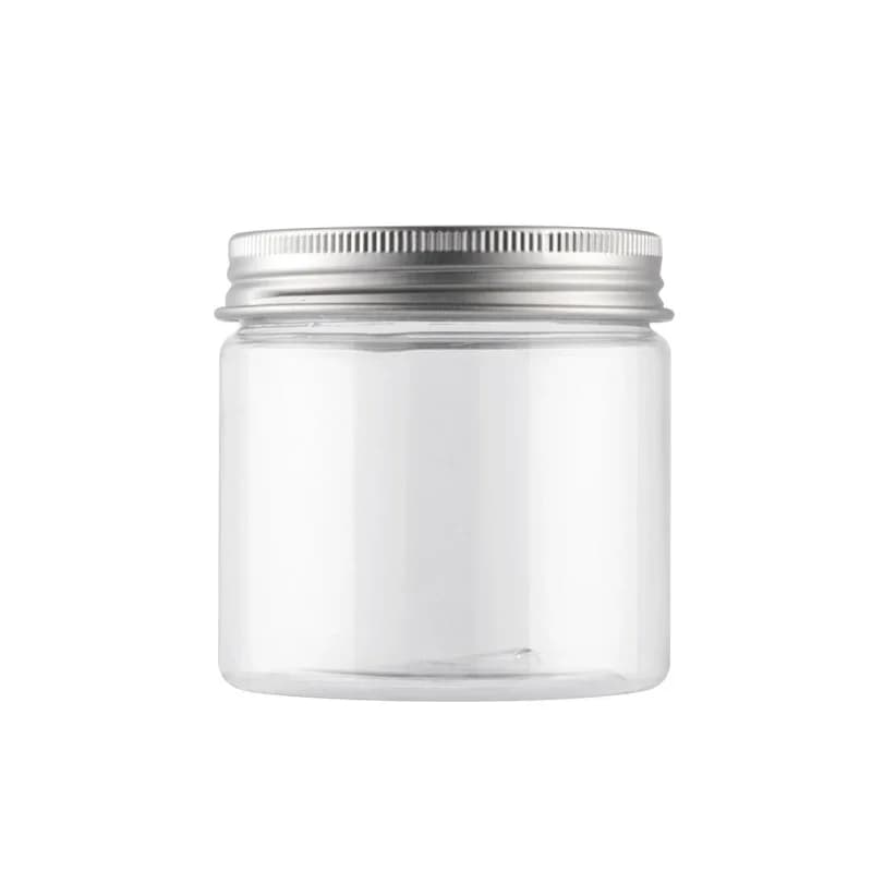 24 Pezzi Barattoli in Plastica da 200G, Contenitori per Creme Cosmetiche con Coperchio in Alluminio, Tappo in Plastica, Contenitori PET Vuoti per Alimenti