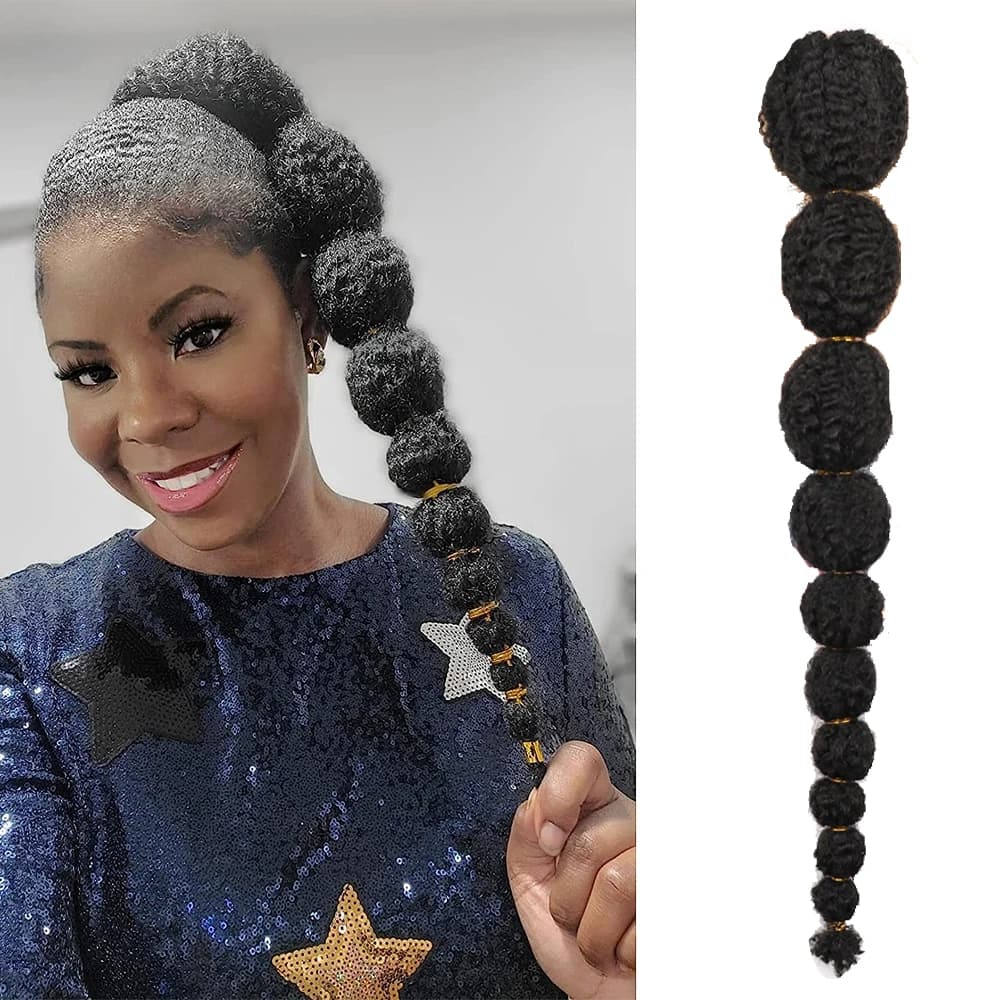 Lungo Afro Puff Yaki dritto lanterna treccia bolla coda di cavallo estensione coulisse Clip sintetica In parrucchino per le donne nere