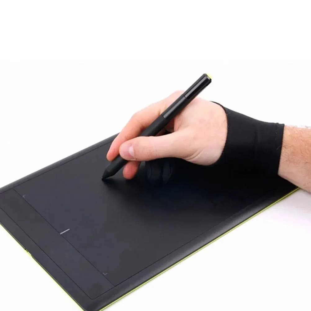 Guanto artista nero a 2 dita anti-fouling per disegnare pittura tavoletta digitale guanto da scrittura per studenti d'arte