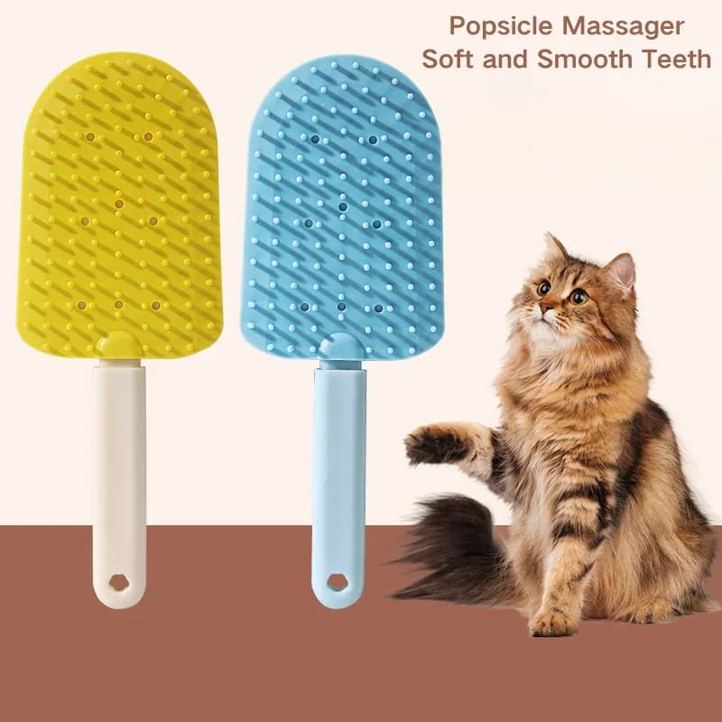Pettine massaggiante Pet Ice Cream – Spazzola morbida a doppia faccia per cani e gatti, in materiale TPR, portatile e appendibile per toelettatura e pulizia