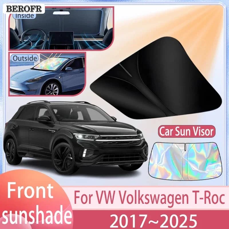 Car Sunshade For VW Volkswagen T-Roc TRoc 2017~2025 2024 2023 Front Windshield Sun Visor Cover Anti UV Protection Accessories