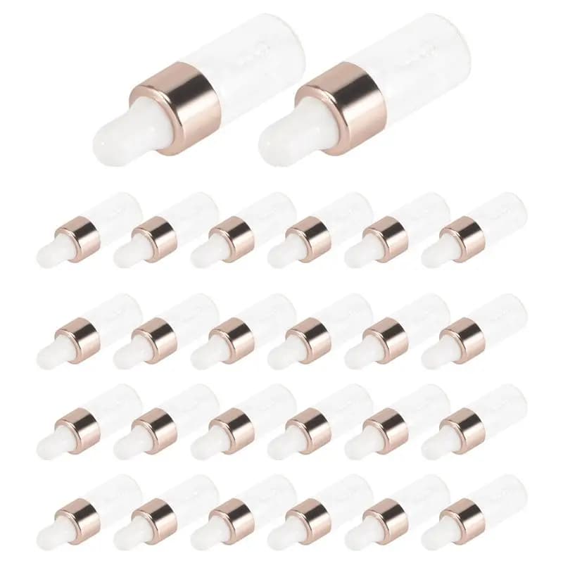 ABJT-100Pcs Mini flaconi contagocce in vetro trasparente per oli essenziali, contenitori contagocce in vetro per campioni da viaggio, 3 ml, durevoli