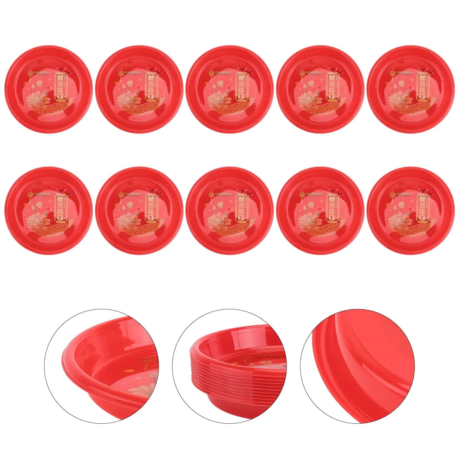 Set di 10 Piatti Rossi in Plastica per Caramelle, Vassoi Premium per Servire Cibo, Ideali per Matrimoni, Feste, Uso Domestico, Contenitori per Frutta Secca e Snack, Scatole per Dolci