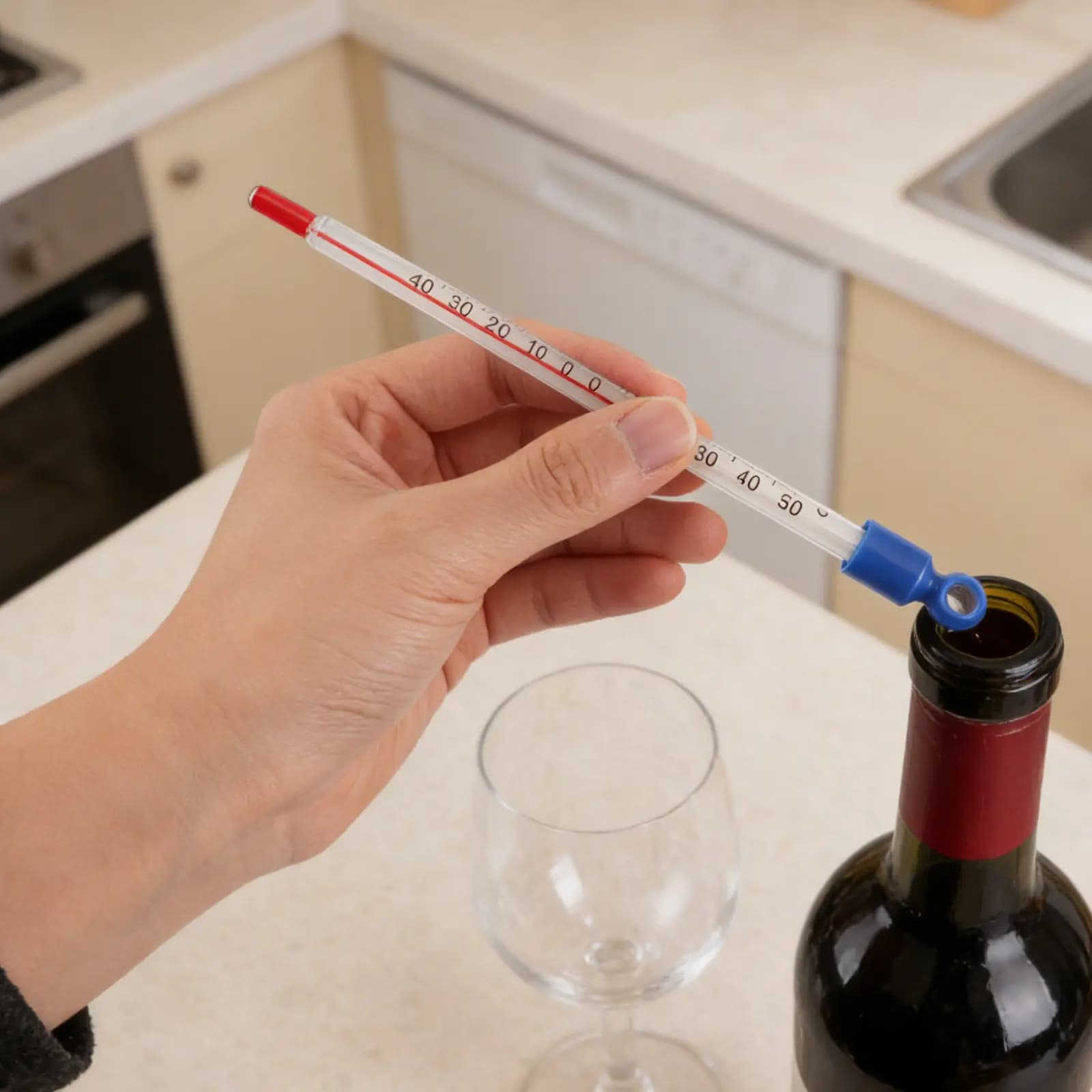 Termometro in Vetro per Vino Fatto in Casa, Indicatore di Temperatura Liquida di Precisione Facile da Leggere per Cucina, Birrificazione e Produzione di Vino