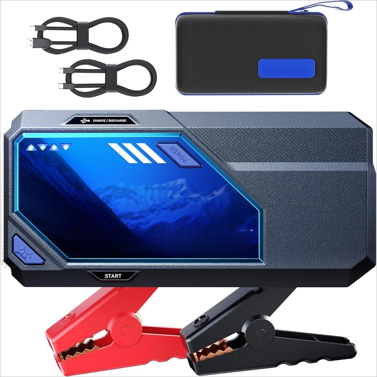 Avviatore di Emergenza per Auto 10000A, 24000mAh, Portatile 12V (per Tutti i Motori a Benzina/Diesel), 168W DC, Jump Starter per Auto