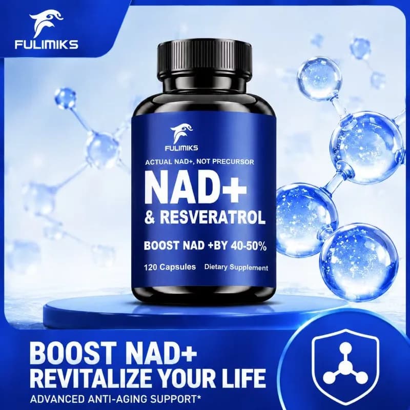 Anti-Aging NAD+ and Resveratrol Supplement, with TMG & Vitamin B, Support Skin Health, Focus, Antioxidant, Immune for Daily Life