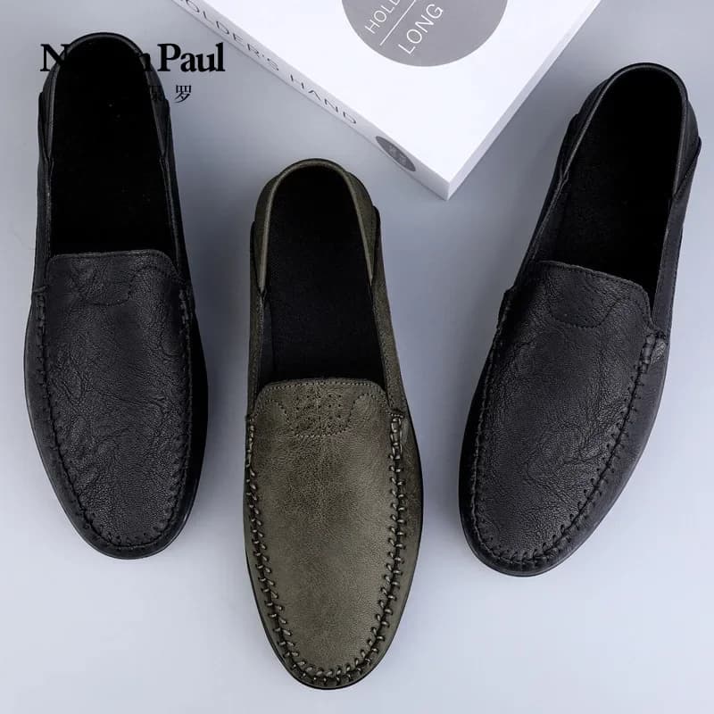 2025 scarpe da uomo pigre con un pedale spot tinta unita scarpe da uomo estive scarpe da uomo casual di grandi dimensioni transfrontaliere britanniche