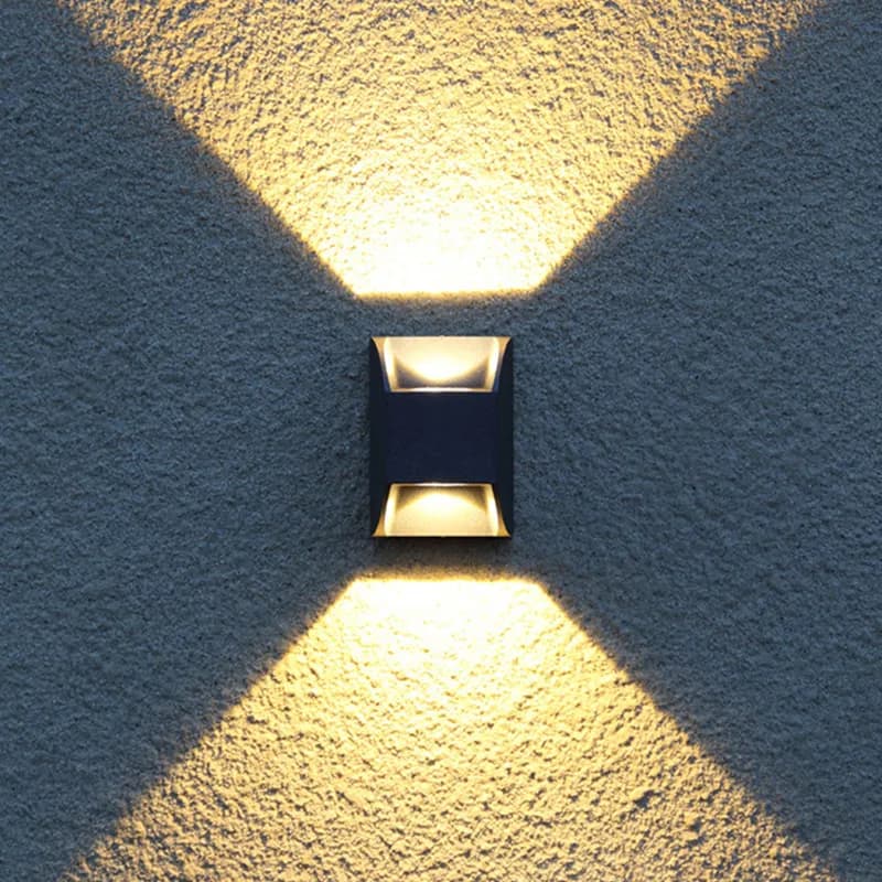 Aluminum LED Wall Sconce Outdoor Waterproof Square Dual Head Up Down Light for Home Balcony Deco Patio Stair Corridor Facade