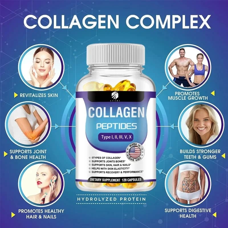 Capsule di peptidi di collagene: capelli, pelle, unghie, ossa, supporto per la salute delle articolazioni