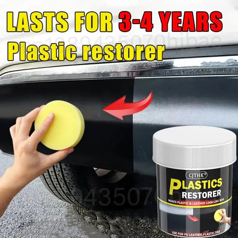 Rinnovatore per Plastica Auto 150g, Ripristina il Nero Lucido, Prodotti per la Pulizia dell'Auto, Riparatore per Plastica e Pelle, Lucidante e Rivitalizzante per Auto