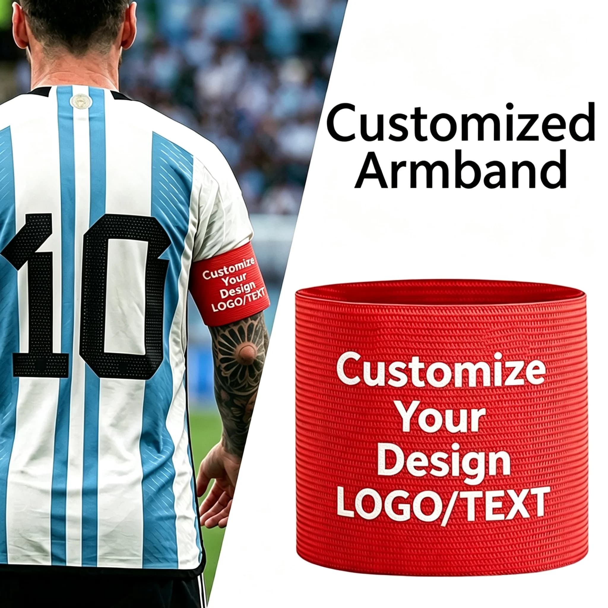 Custom Captain Armband Adjustable Velcro Football Team Captain Elasticity Armbands Custom Logo Text Sports Training Arm Band