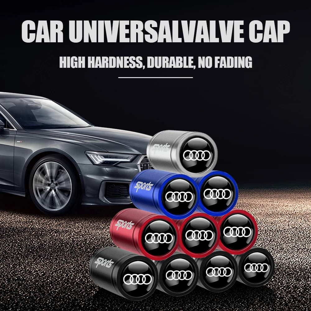4 Pezzi Tappi Valvola in Alluminio per Pneumatici Auto, Accessori Gonfiabili per Audi A1 A2 A3 A4 A5 A6 A7 A8 S Quattro Sline RS Q2 Q3 TT B7 B8 C6 C7