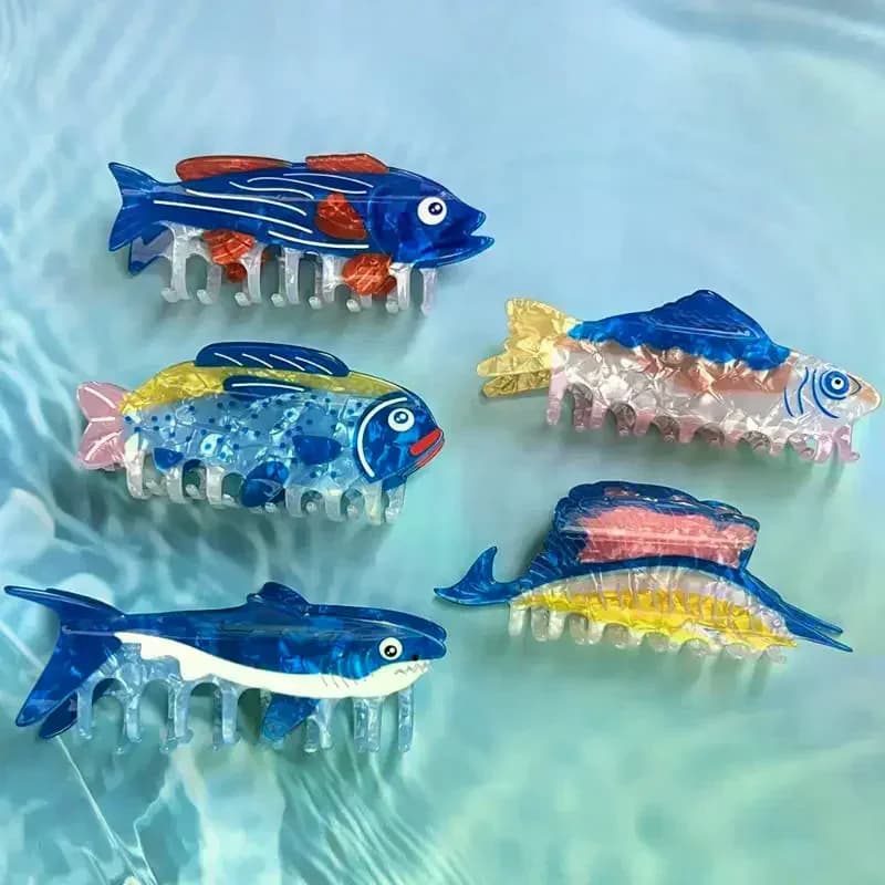 Fermaglio per Capelli a Forma di Animale Marino Cartone Animato, Simulazione Pesce, Artiglio di Squalo, Stile INS alla Moda, Accessorio per Capelli