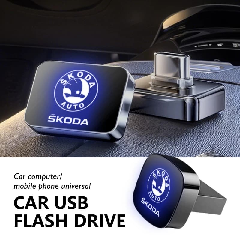 Car Dashboard Portable Storage 32GB/64GB Square USB Flash Drive For Skoda Octavia 2 3 Rapid Kodiaq Karoq Fabia Kamiq Superb