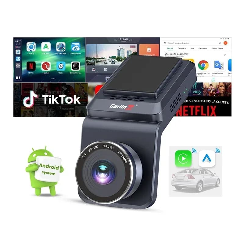 Nuovo CarlinKit QCM6125 64Gb 128Gb ReAR View Wireless Youtub Carplay Dash Cam Dvr 1080P Hd Car Play Ai Box Camera Wifi Auto Nero B