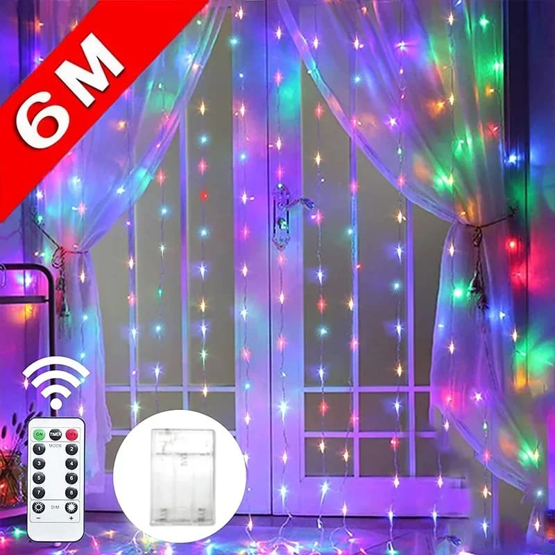 3-6M Decorazione natalizia Telecomando Vacanza Matrimonio Fiaba Fiore Anello luminoso Camera da letto Tenda Scatola batteria Luce a corda