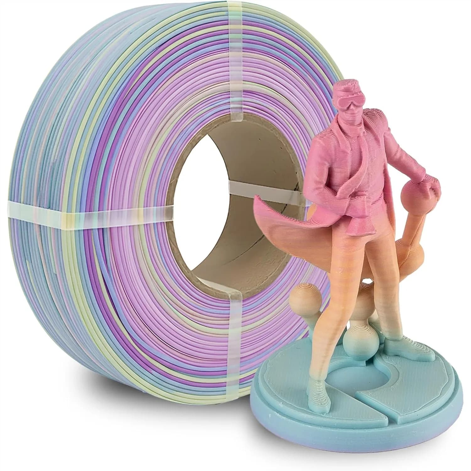 Filamento PLA per Stampa 3D Sfumato Opaco Arcobaleno, 1.75mm 1kg, Design a Basso Consumo Compatibile con Tutte le Bobine Riutilizzabili