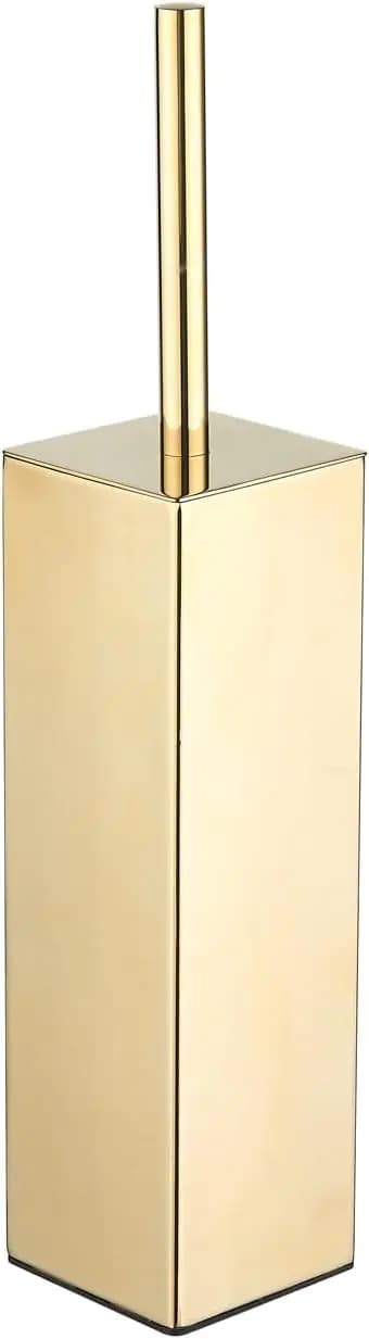 Scopino per WC quadrato in acciaio inossidabile color oro con supporto, set moderno 304 – Resistente alla ruggine, lungo