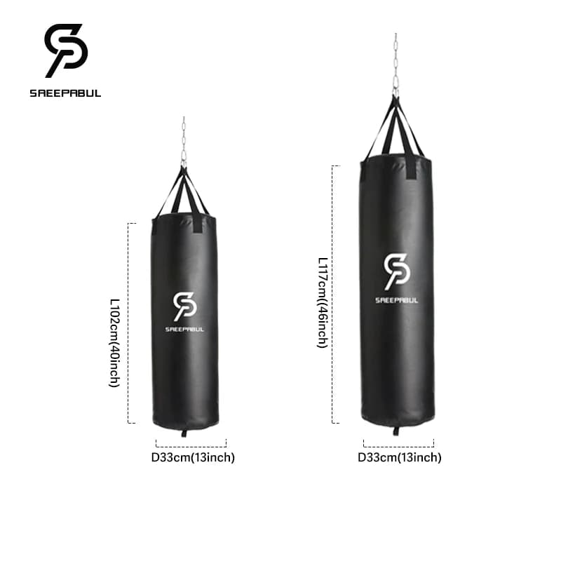 102/117CM Sacco da boxe per palestra di casa Gancio appeso Sacco di sabbia da punzonatura Sacco di sabbia Muay Thai vuoto-pesante con un regalo di avvolgimenti