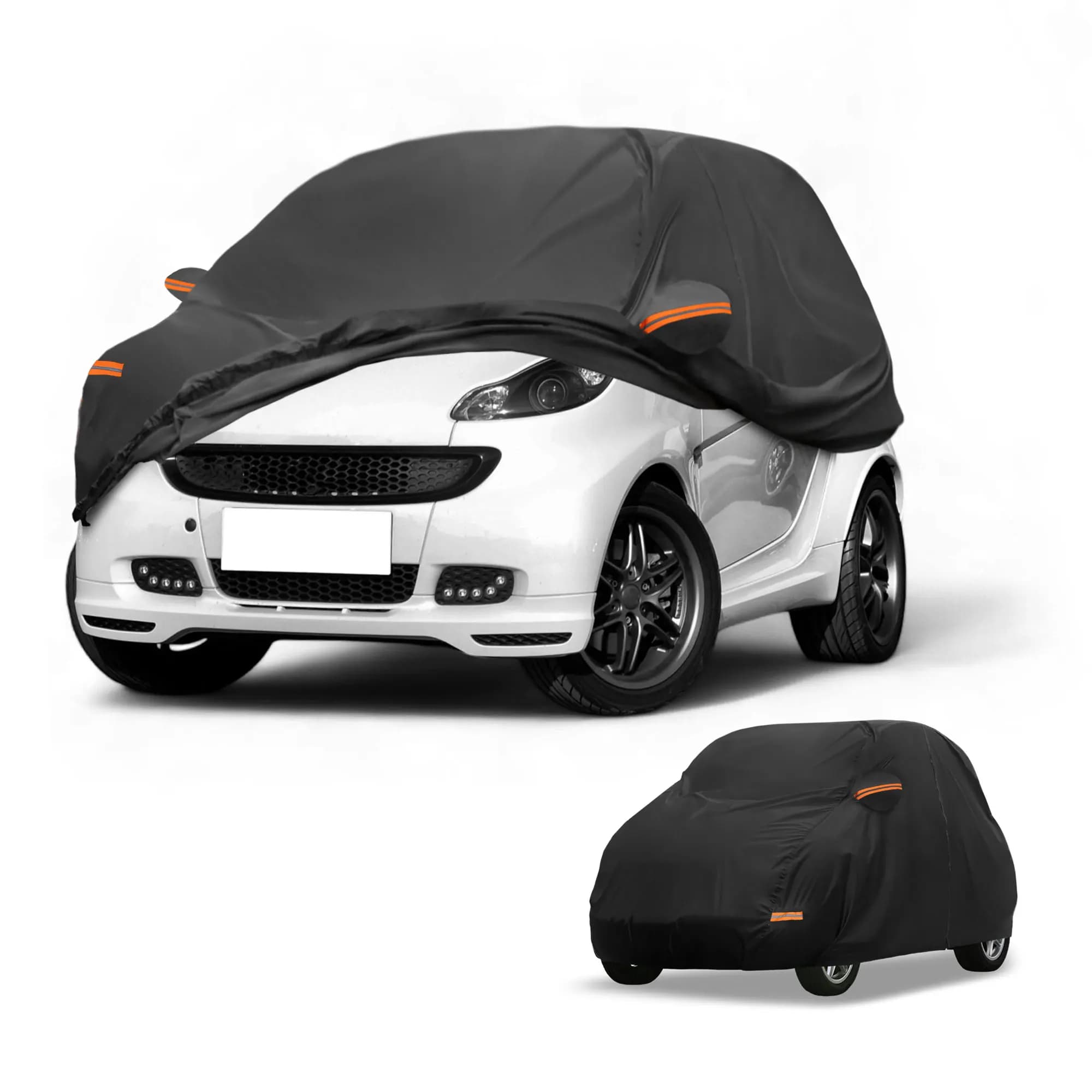 UXCELL Copertura per auto Impermeabile Protezione antipioggia per tutte le stagioni Copertura esterna completa 190T-PU per Smart Fortwo con strisce riflettenti