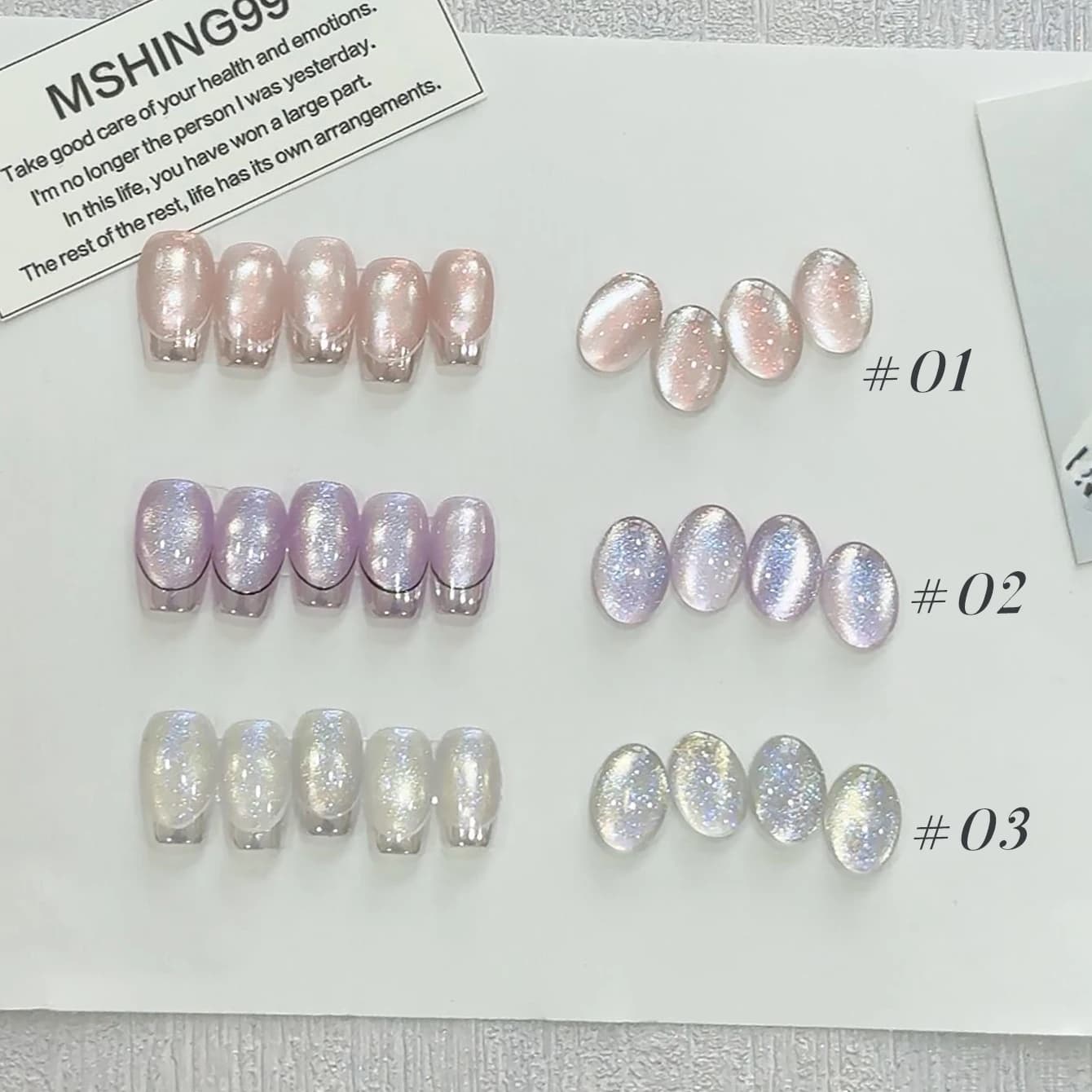 MN 10ML Smalto Semipermanente Effetto Occhio di Gatto, Bianco Porcellana Satinato Super Scintillante con Perline di Vetro, Universale e Luminoso