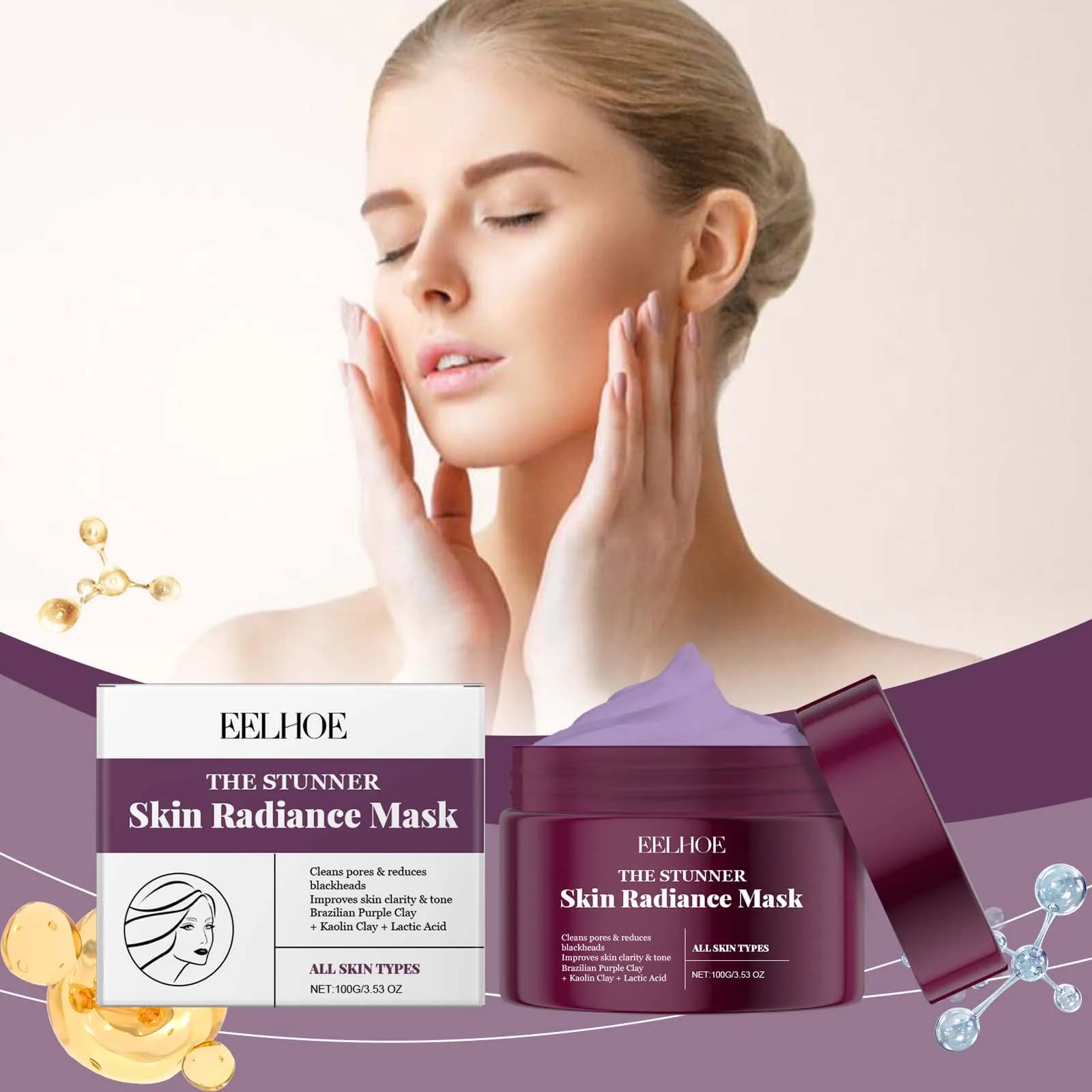 EELHOE Maschera idratante e schiarente: pelle viso idratante, idratante e rassodante, pelle nutriente, maschera per la cura senza risciacquo