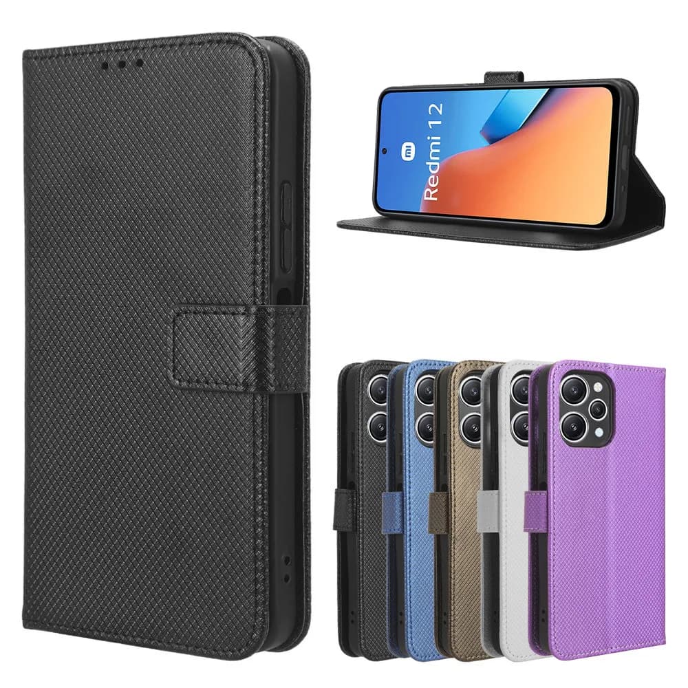 Custodia in pelle Proteggi la copertura per Xiaomi Redmi 12 Flip Stand Cover per Xiaomi Redmi12 Portafoglio Porta carte Phone Coque